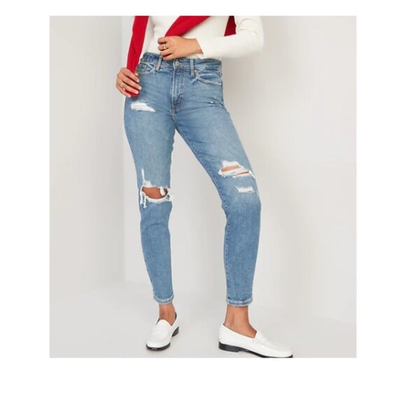 Old Navy Women's High-Waisted OG Straight Ripped Jeans Size 2 - Picture 1 of 15